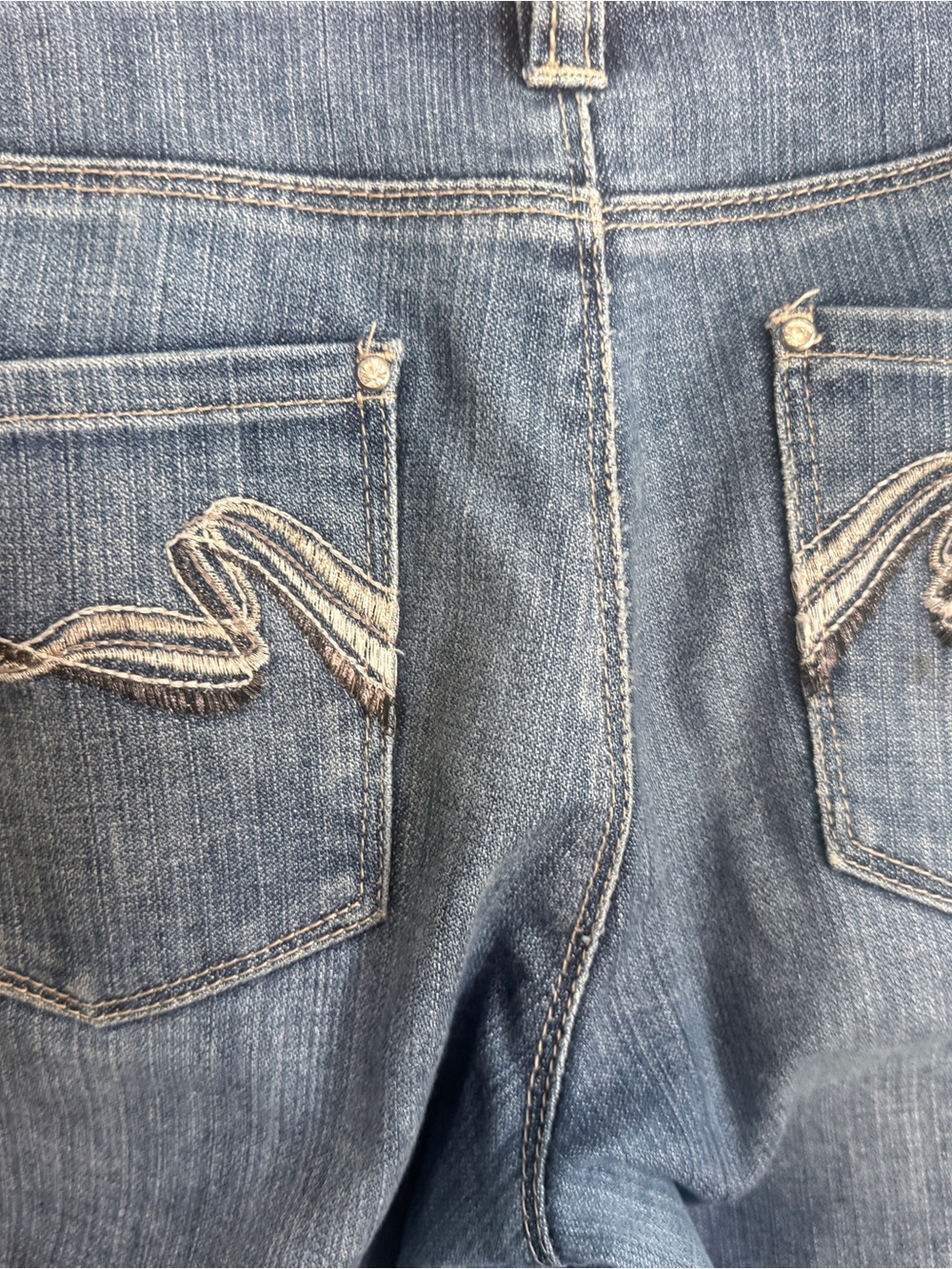 White House Black Market Medium Blue Flare Jeans size 0 - Picture 7 of 9